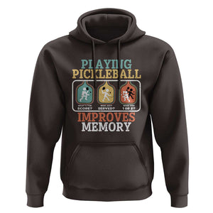 Funny Playing Pickleball Improves Memory Retro Hoodie TS09 Dark Chocolate Print Your Wear