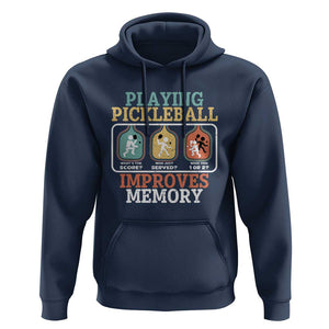 Funny Playing Pickleball Improves Memory Retro Hoodie TS09 Navy Print Your Wear