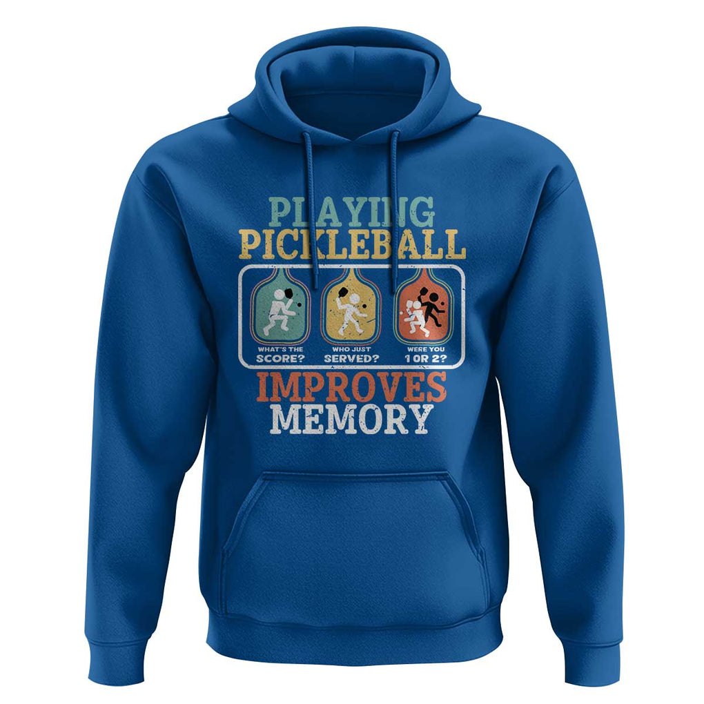 Funny Playing Pickleball Improves Memory Retro Hoodie TS09 Royal Blue Print Your Wear