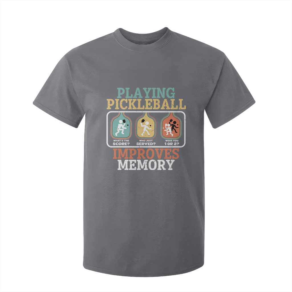 Funny Playing Pickleball Improves Memory Retro T Shirt For Kid TS09 Charcoal Print Your Wear