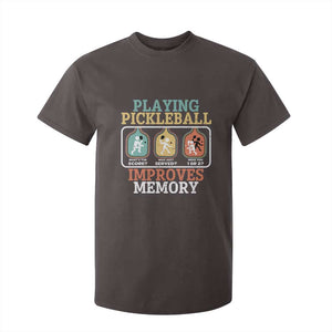 Funny Playing Pickleball Improves Memory Retro T Shirt For Kid TS09 Dark Chocolate Print Your Wear