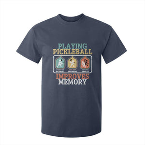 Funny Playing Pickleball Improves Memory Retro T Shirt For Kid TS09 Navy Print Your Wear