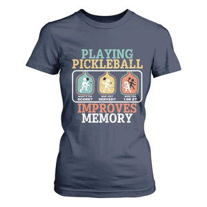 Funny Playing Pickleball Improves Memory Retro T Shirt For Women TS09 Navy Print Your Wear