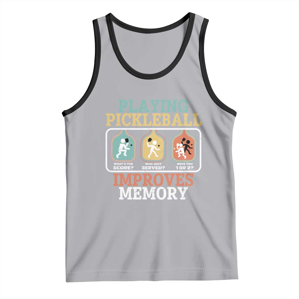 Funny Playing Pickleball Improves Memory Retro Tank Top TS09 Athletic Heather Black Print Your Wear