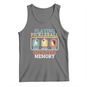 Funny Playing Pickleball Improves Memory Retro Tank Top TS09 Black Heather Print Your Wear