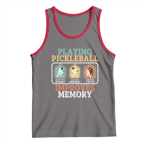 Funny Playing Pickleball Improves Memory Retro Tank Top TS09 Deep Heather Red Print Your Wear