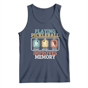 Funny Playing Pickleball Improves Memory Retro Tank Top TS09 Navy Print Your Wear