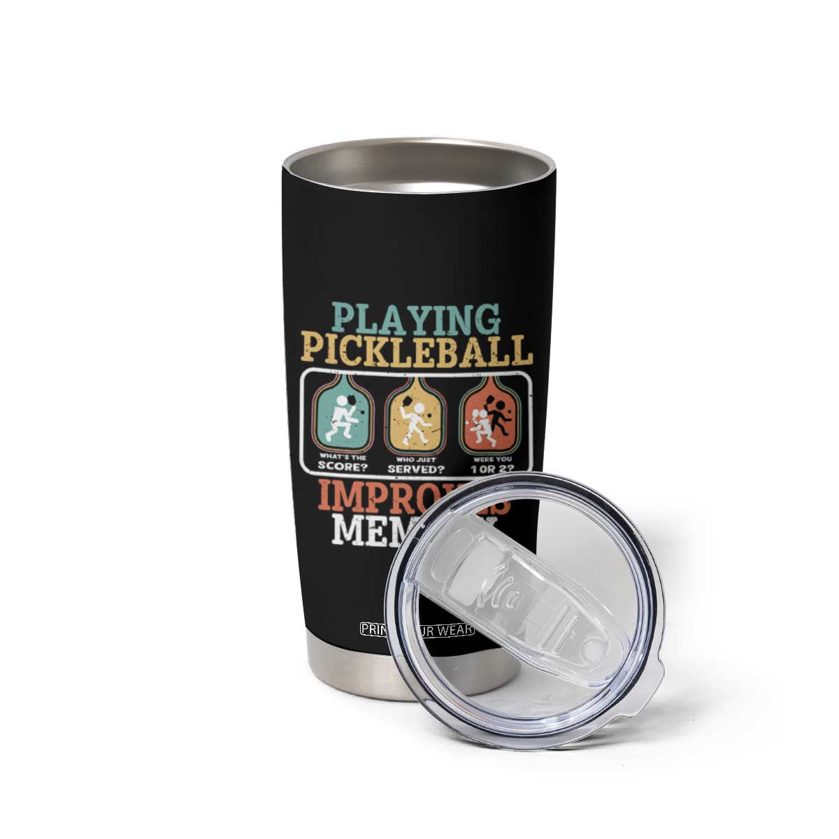 Funny Playing Pickleball Improves Memory Retro Tumbler Cup TS09 Print Your Wear