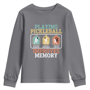 Funny Playing Pickleball Improves Memory Retro Youth Sweatshirt TS09 Charcoal Print Your Wear