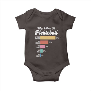 Funny Why I Lose At Pickleball Baby Onesie TS09 Dark Chocolate Print Your Wear