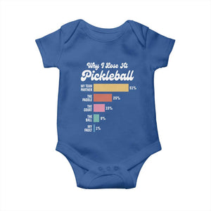 Funny Why I Lose At Pickleball Baby Onesie TS09 Royal Blue Print Your Wear
