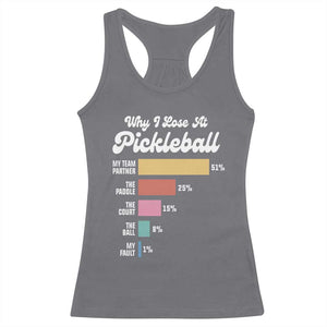 Funny Why I Lose At Pickleball Racerback Tank Top TS09 Charcoal Print Your Wear