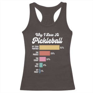 Funny Why I Lose At Pickleball Racerback Tank Top TS09 Dark Chocolate Print Your Wear