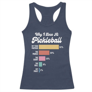 Funny Why I Lose At Pickleball Racerback Tank Top TS09 Navy Print Your Wear