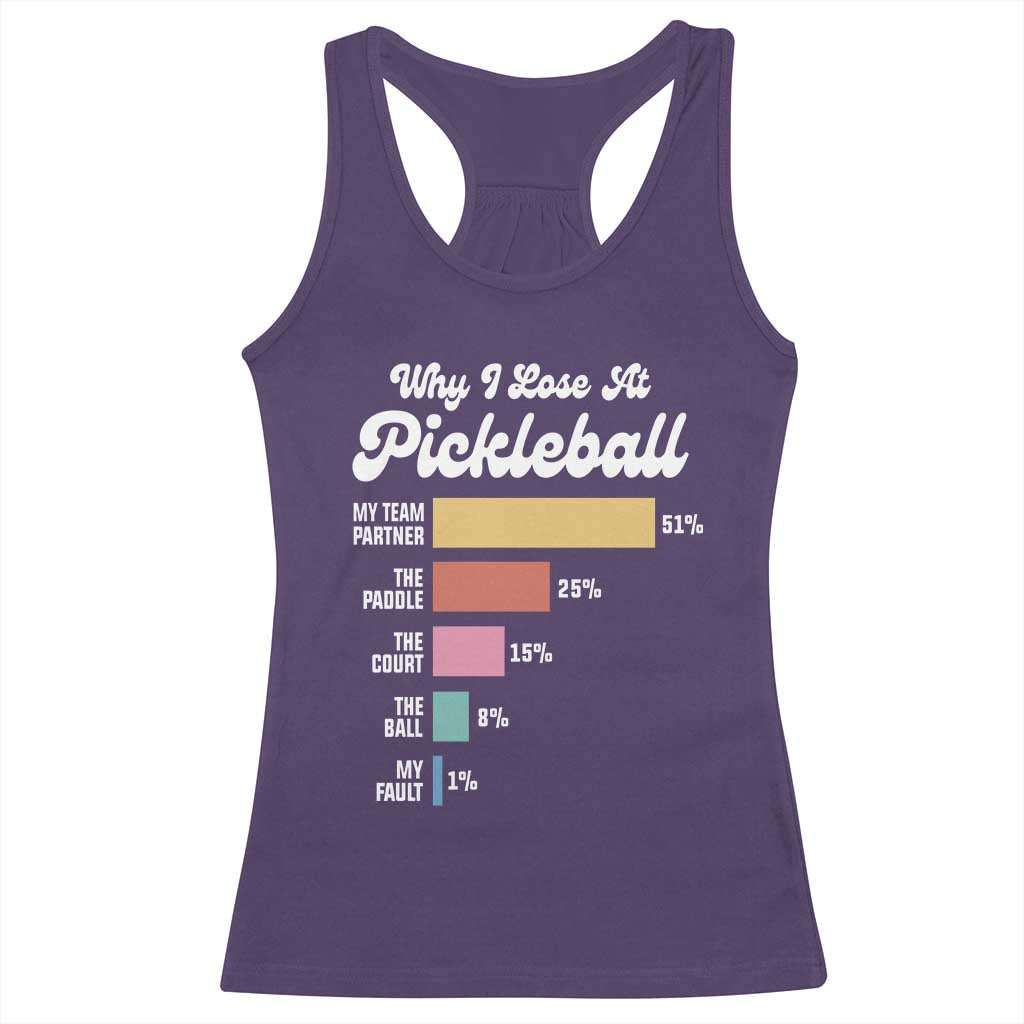 Funny Why I Lose At Pickleball Racerback Tank Top TS09 Purple Print Your Wear