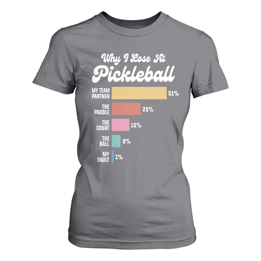 Funny Why I Lose At Pickleball T Shirt For Women TS09 Charcoal Print Your Wear