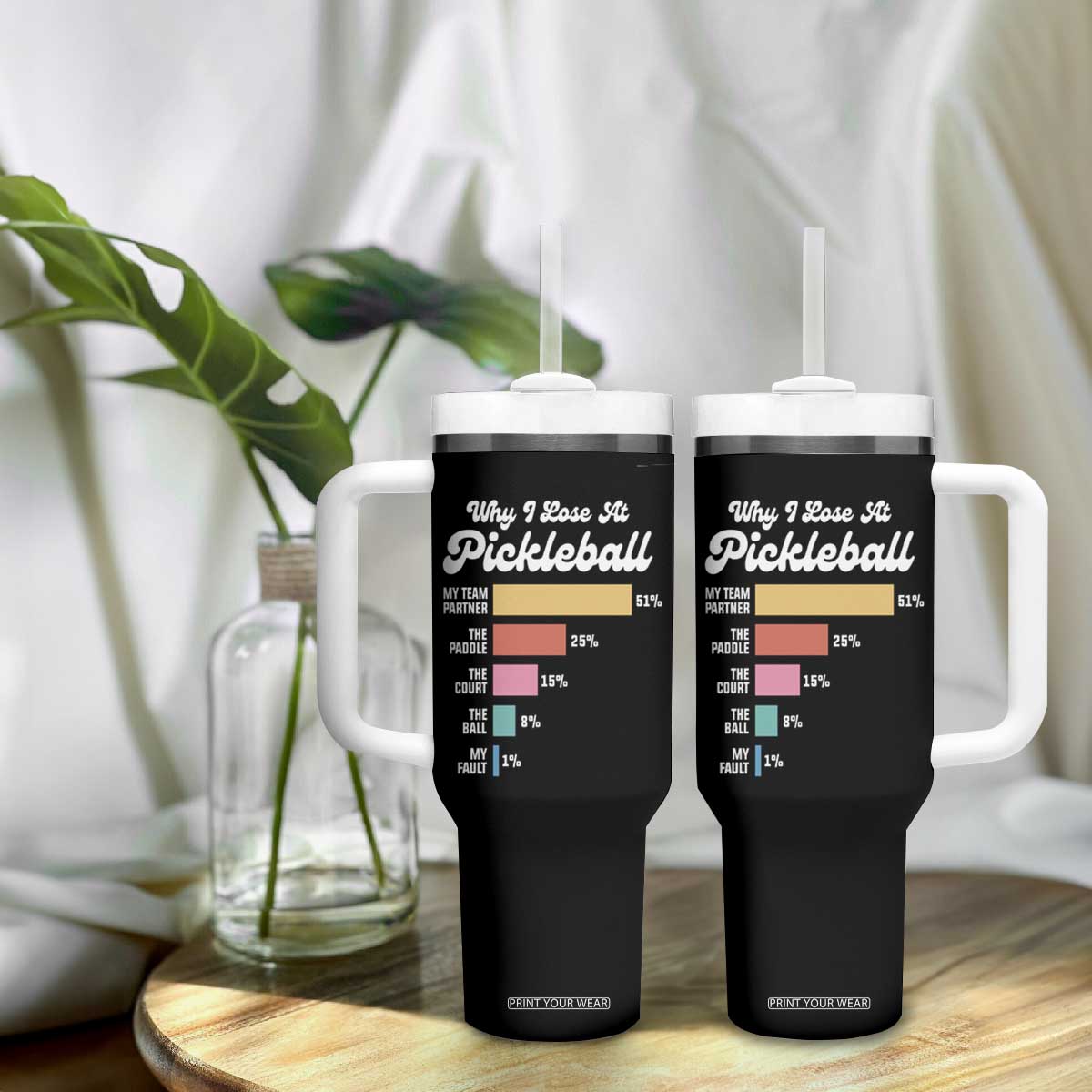 Funny Why I Lose At Pickleball Tumbler With Handle TS09 Print Your Wear