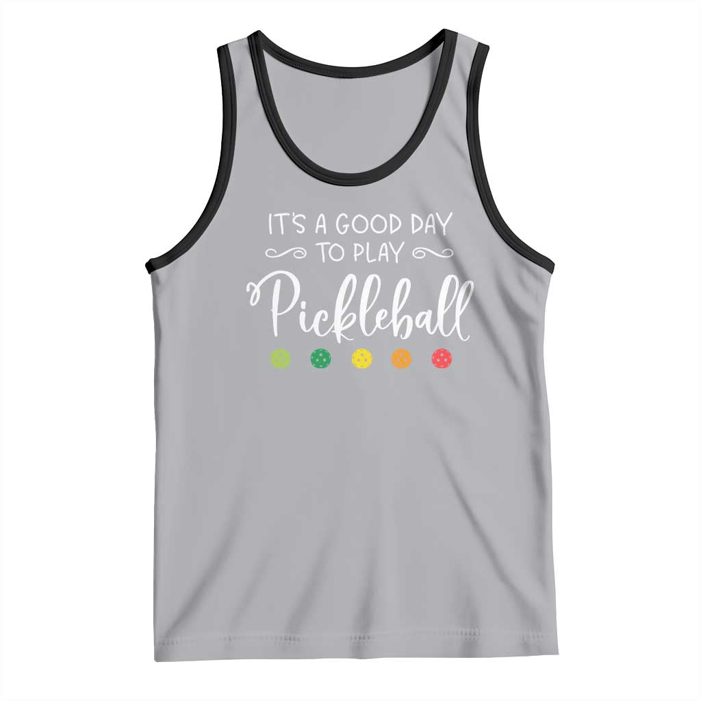 Funny It's A Good Day To Play Pickleball Tank Top TS09 Athletic Heather Black Print Your Wear