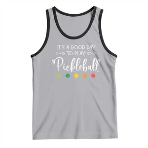 Funny It's A Good Day To Play Pickleball Tank Top TS09 Athletic Heather Black Print Your Wear