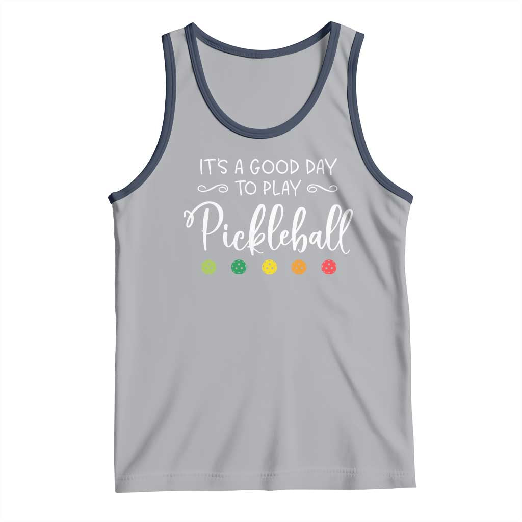 Funny It's A Good Day To Play Pickleball Tank Top TS09 Athletic Heather Navy Print Your Wear