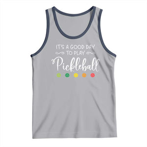 Funny It's A Good Day To Play Pickleball Tank Top TS09 Athletic Heather Navy Print Your Wear