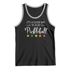 Funny It's A Good Day To Play Pickleball Tank Top TS09 Black Athletic Heather Print Your Wear