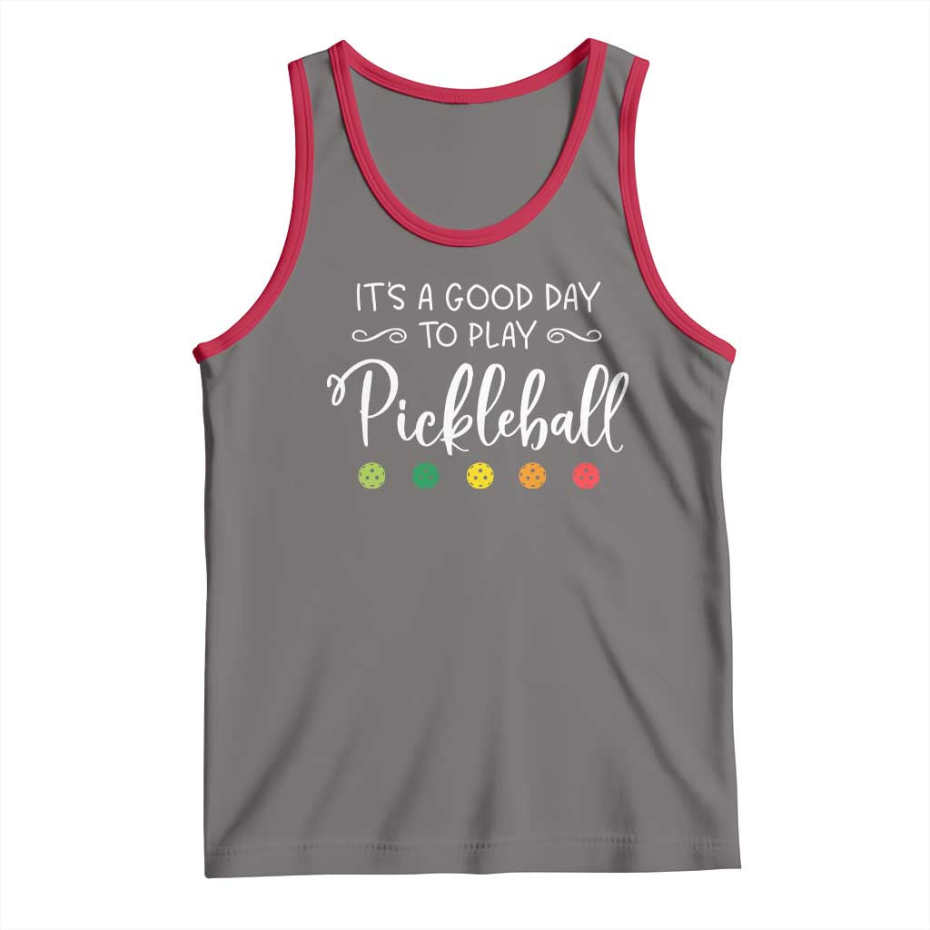 Funny It's A Good Day To Play Pickleball Tank Top TS09 Deep Heather Red Print Your Wear
