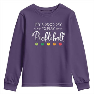 Funny It's A Good Day To Play Pickleball Youth Sweatshirt TS09 Purple Print Your Wear
