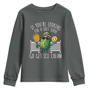 Funny Pickleball Youth Sweatshirt If You Wanted A Soft Serve Go Get Ice Cream TS09 Dark Heather Print Your Wear