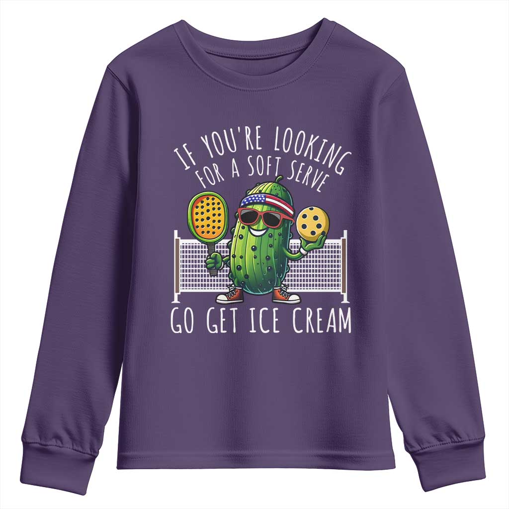 Funny Pickleball Youth Sweatshirt If You Wanted A Soft Serve Go Get Ice Cream TS09 Purple Print Your Wear