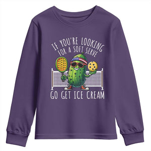 Funny Pickleball Youth Sweatshirt If You Wanted A Soft Serve Go Get Ice Cream TS09 Purple Print Your Wear