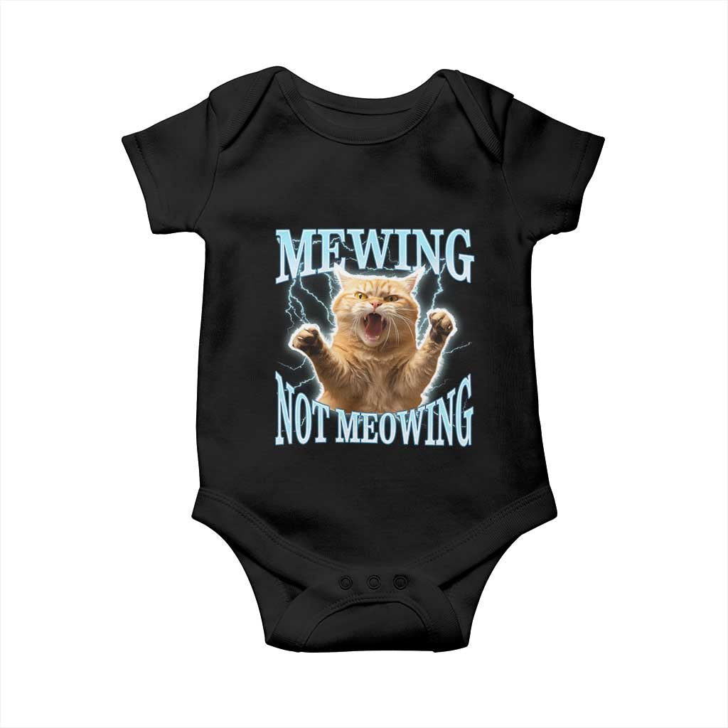 Funny Meme Cat Mewing Not Meowing Baby Onesie TS09 Black Print Your Wear