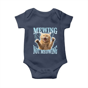 Funny Meme Cat Mewing Not Meowing Baby Onesie TS09 Navy Print Your Wear