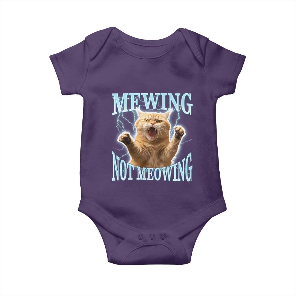 Funny Meme Cat Mewing Not Meowing Baby Onesie TS09 Purple Print Your Wear
