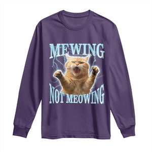 Funny Meme Cat Mewing Not Meowing Long Sleeve Shirt TS09 Purple Print Your Wear