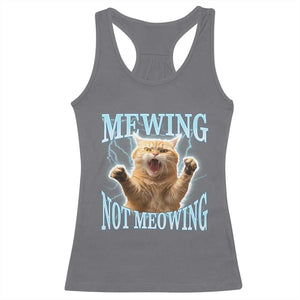 Funny Meme Cat Mewing Not Meowing Racerback Tank Top TS09 Charcoal Print Your Wear