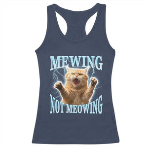 Funny Meme Cat Mewing Not Meowing Racerback Tank Top TS09 Navy Print Your Wear