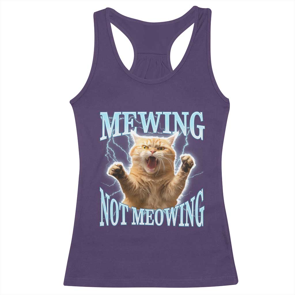 Funny Meme Cat Mewing Not Meowing Racerback Tank Top TS09 Purple Print Your Wear
