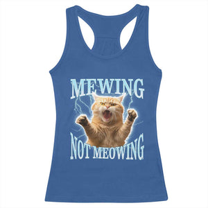 Funny Meme Cat Mewing Not Meowing Racerback Tank Top TS09 Royal Blue Print Your Wear
