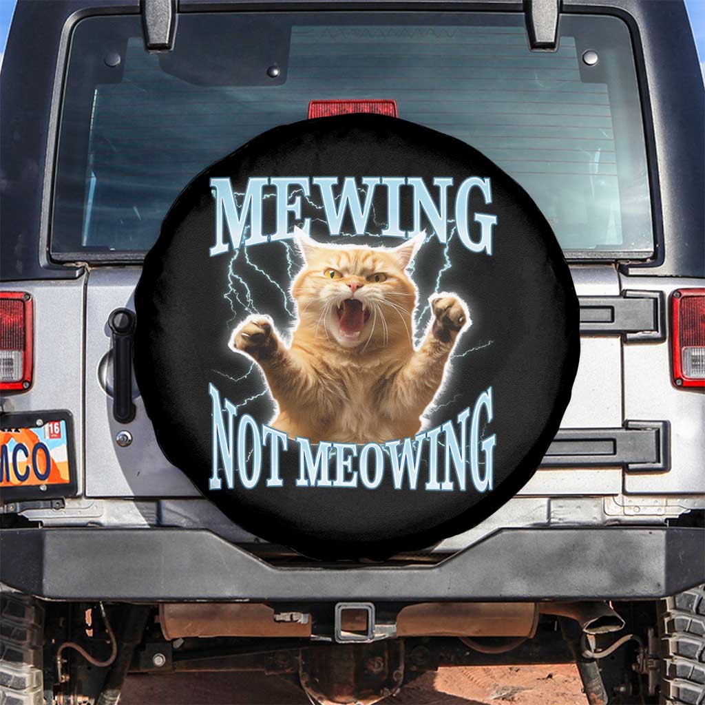 Funny Meme Cat Mewing Not Meowing Spare Tire Cover TS09 No hole Black Print Your Wear