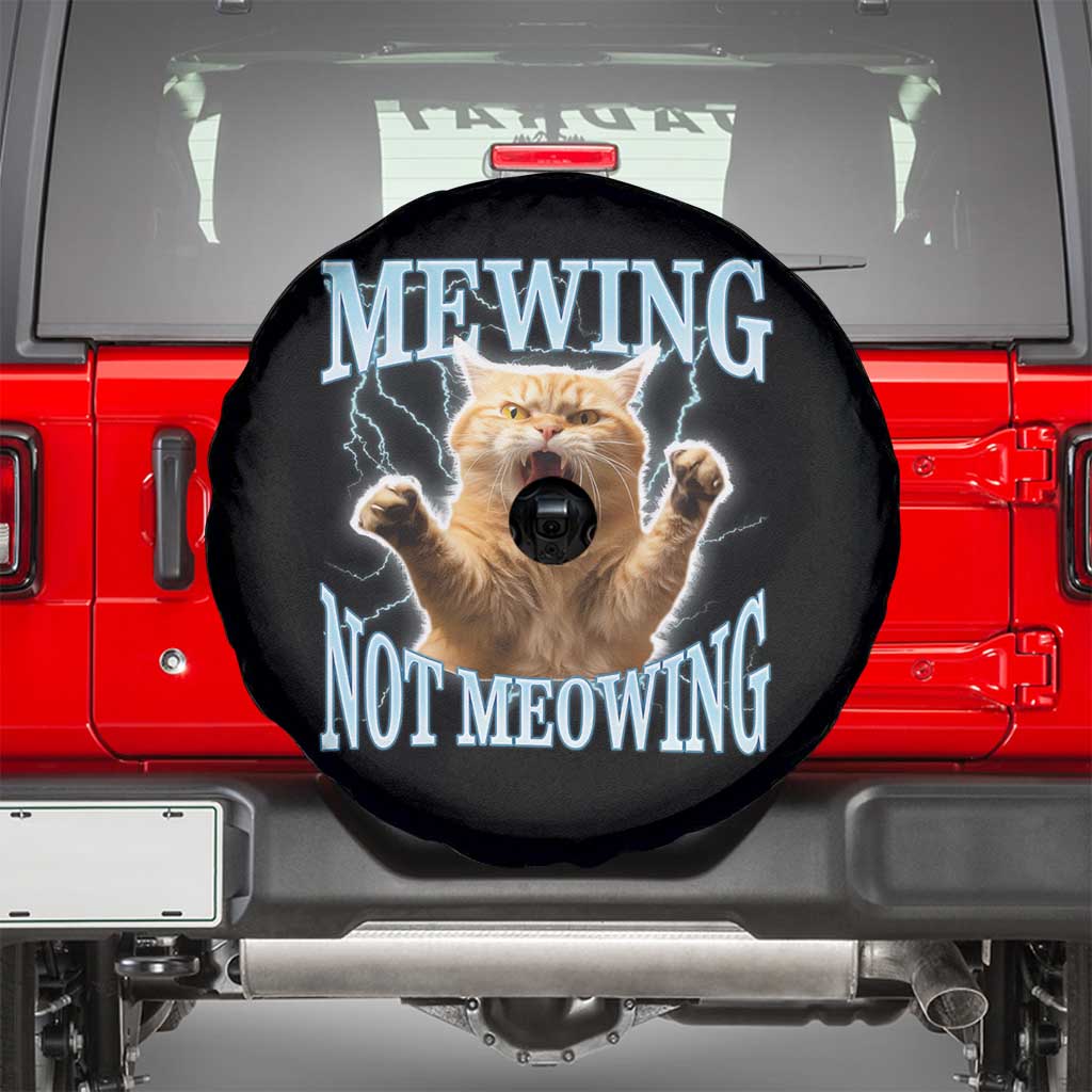 Funny Meme Cat Mewing Not Meowing Spare Tire Cover TS09 Black Print Your Wear