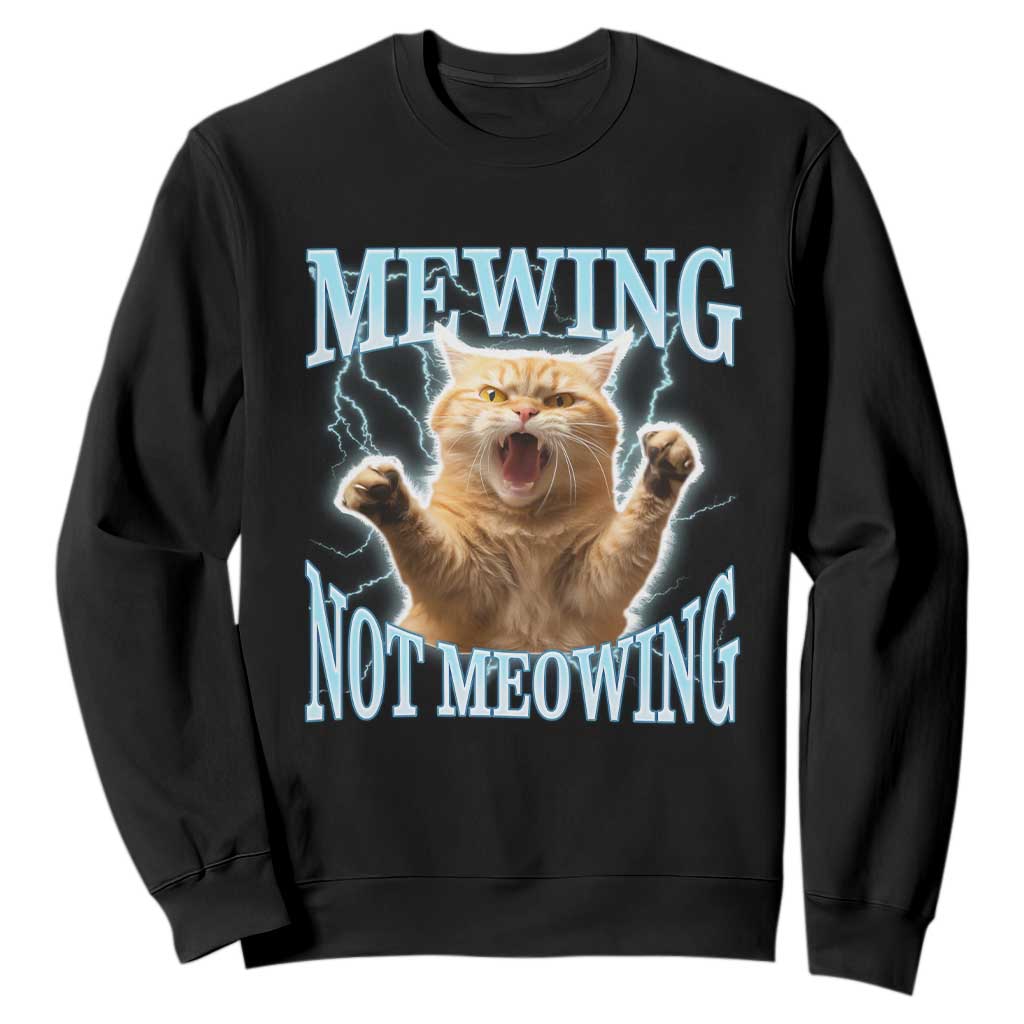 Funny Meme Cat Mewing Not Meowing Sweatshirt TS09 Black Print Your Wear