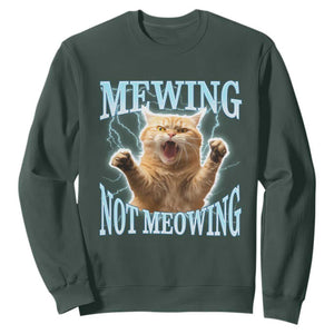 Funny Meme Cat Mewing Not Meowing Sweatshirt TS09 Dark Forest Green Print Your Wear