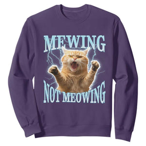 Funny Meme Cat Mewing Not Meowing Sweatshirt TS09 Purple Print Your Wear