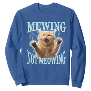 Funny Meme Cat Mewing Not Meowing Sweatshirt TS09 Royal Blue Print Your Wear