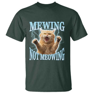 Funny Meme Cat Mewing Not Meowing T Shirt TS09 Dark Forest Green Print Your Wear