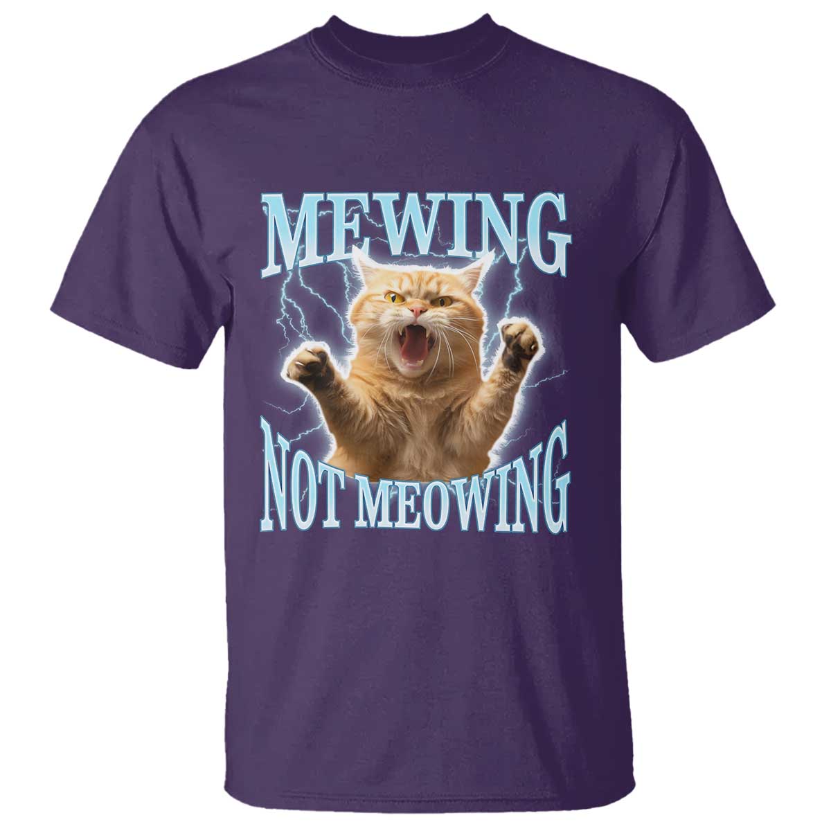 Funny Meme Cat Mewing Not Meowing T Shirt TS09 Purple Print Your Wear