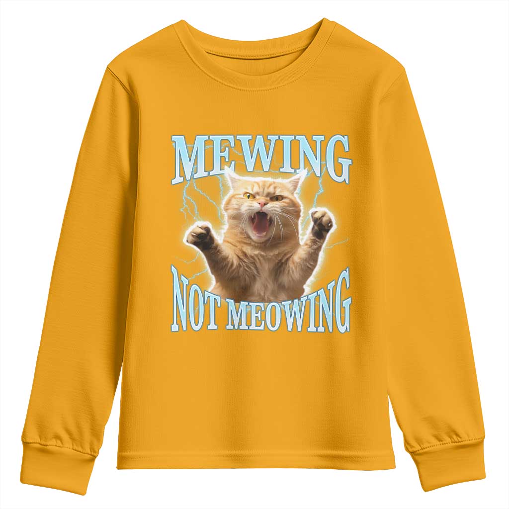 Funny Meme Cat Mewing Not Meowing Youth Sweatshirt TS09 Gold Print Your Wear