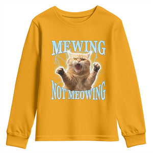 Funny Meme Cat Mewing Not Meowing Youth Sweatshirt TS09 Gold Print Your Wear
