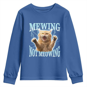 Funny Meme Cat Mewing Not Meowing Youth Sweatshirt TS09 Royal Blue Print Your Wear